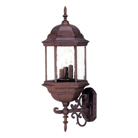 Homeroots 26 x 9 x 10 in. Madison 3-Light Burled Walnut Wall Light with Seeded Glass 399205